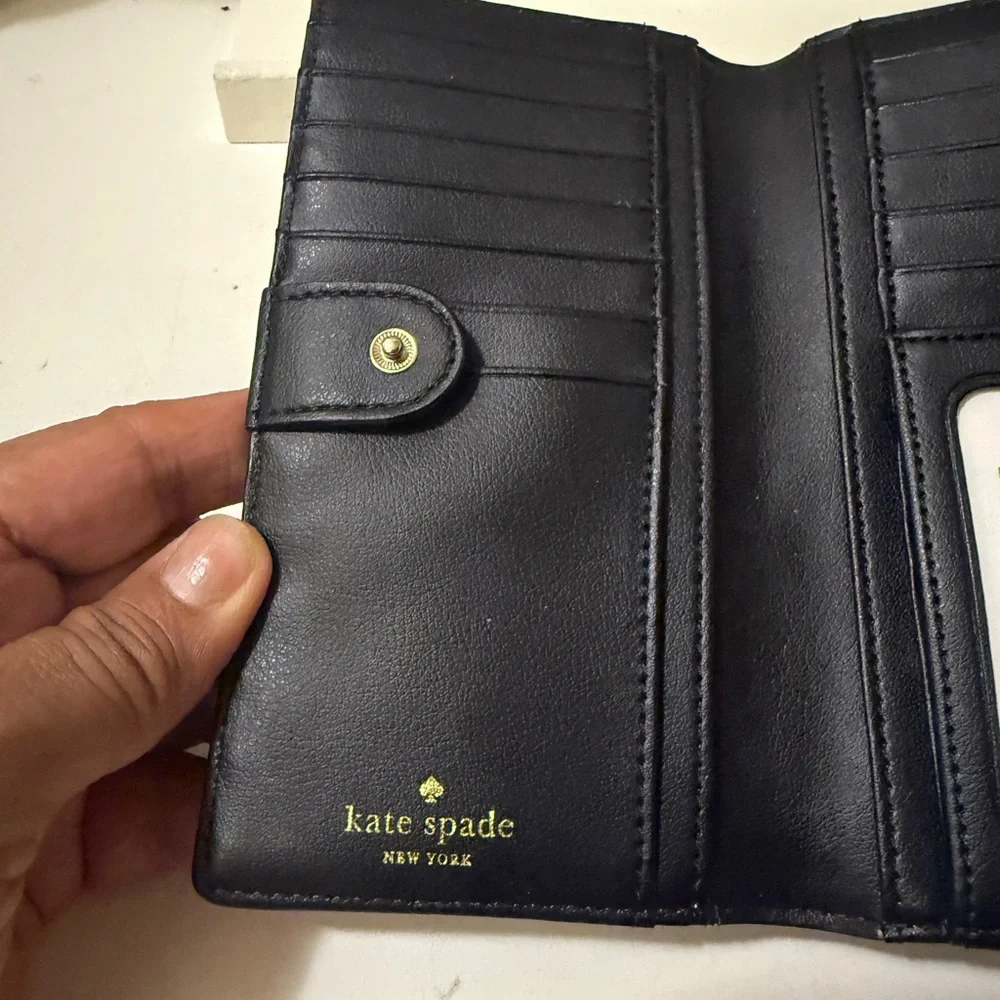 Kate Spade Pop Art Check Stacy Bifold Wallet Grove Street Printed Black. New - Picture 4 of 10